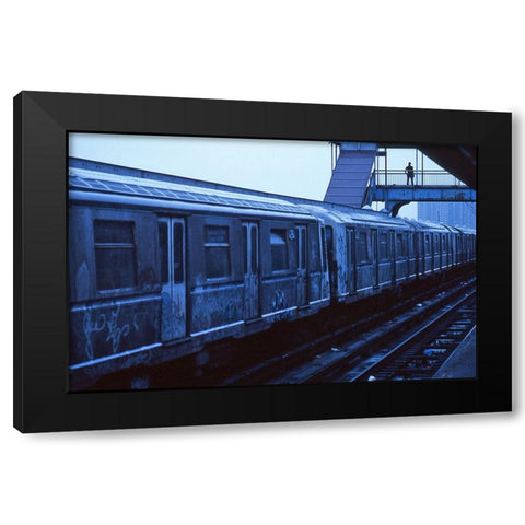 The Train-From The Series Qnew York Bluesq Black Modern Wood Framed Art Print by Matthes, Dieter