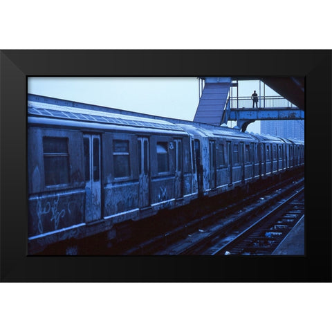 The Train-From The Series Qnew York Bluesq Black Modern Wood Framed Art Print by Matthes, Dieter