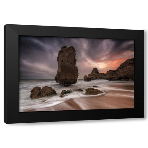 Totem Black Modern Wood Framed Art Print with Double Matting by Menendez Covelo, Ramon