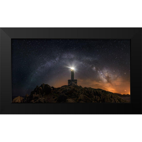 Nariga Lighthouse Black Modern Wood Framed Art Print by Mendoza, Chencho