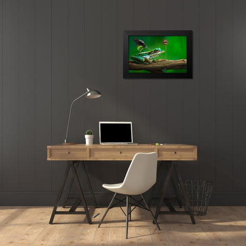 No Jump Black Modern Wood Framed Art Print by Almawash, Sulaiman