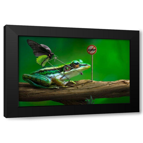 No Jump Black Modern Wood Framed Art Print with Double Matting by Almawash, Sulaiman