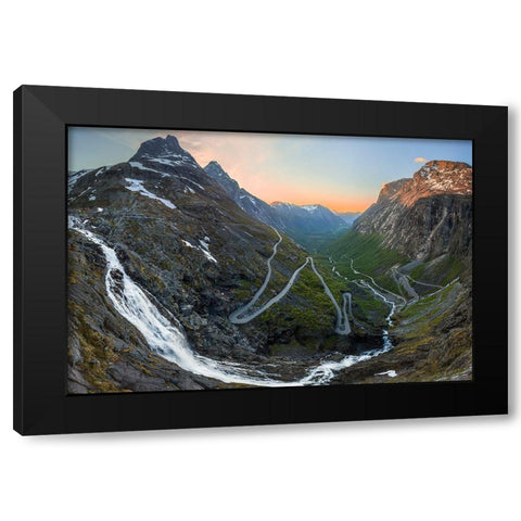 Trollstigen Black Modern Wood Framed Art Print with Double Matting by Olsen, Christer
