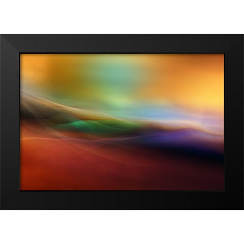 Watercolor Lines Black Modern Wood Framed Art Print by Westum, Heidi