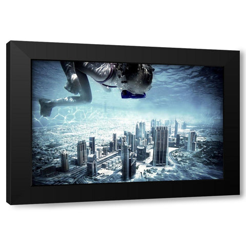 Dubai Pool Black Modern Wood Framed Art Print by Hennen, Marcus