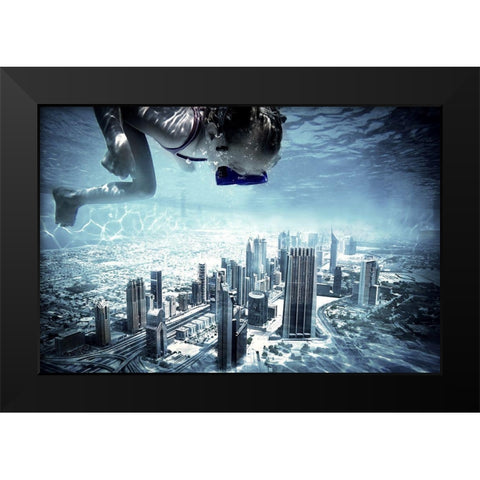 Dubai Pool Black Modern Wood Framed Art Print by Hennen, Marcus