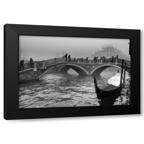Tre Ponti - Three Bridges Black Modern Wood Framed Art Print with Double Matting by Avolio, Stefano