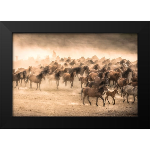 Yilki Black Modern Wood Framed Art Print by Tuncel, Tunc