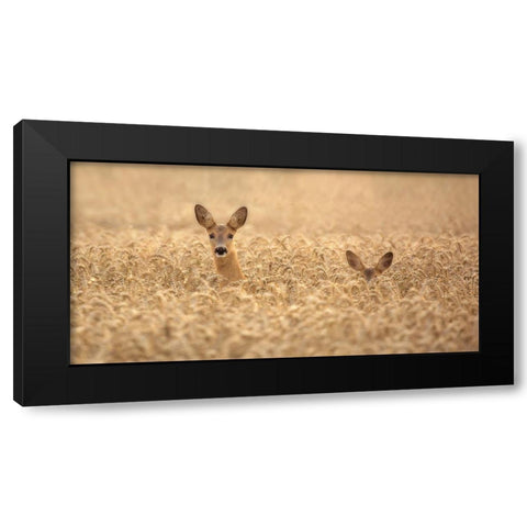 Mother With Child Black Modern Wood Framed Art Print by Wallberg, Allan