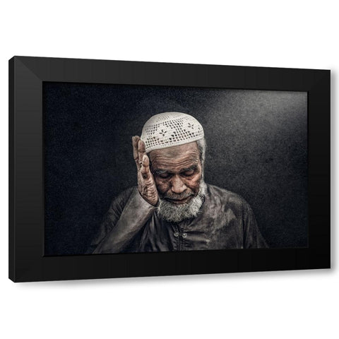 Worries Of Life Black Modern Wood Framed Art Print by ALSaeed, Husain