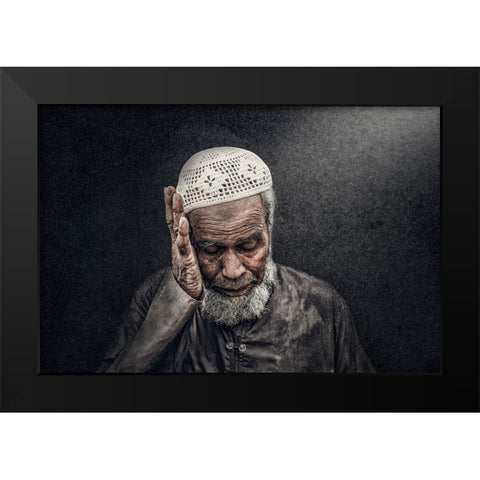 Worries Of Life Black Modern Wood Framed Art Print by ALSaeed, Husain
