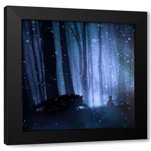 Little Red Riding Hood Black Modern Wood Framed Art Print by Del Grosso, Sebastien