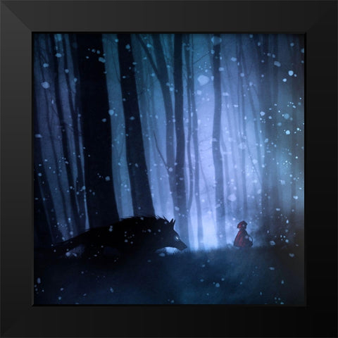 Little Red Riding Hood Black Modern Wood Framed Art Print by Del Grosso, Sebastien