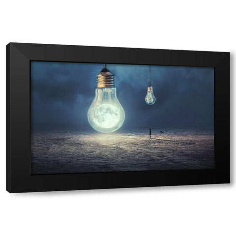 Moon Lamp Black Modern Wood Framed Art Print by Almawash, Sulaiman