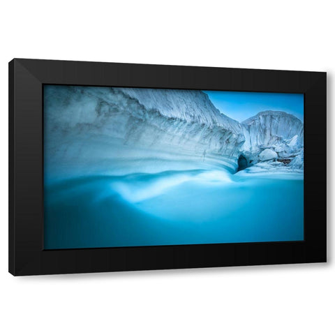 Glacier River Cave Black Modern Wood Framed Art Print by Shi, Fei
