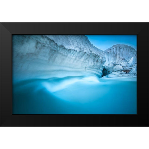 Glacier River Cave Black Modern Wood Framed Art Print by Shi, Fei