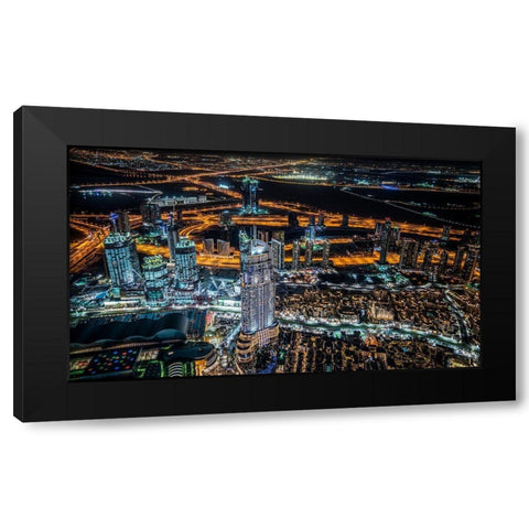 Dubai Night Black Modern Wood Framed Art Print by Schmidtke, Holger