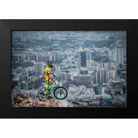 Downhill Black Modern Wood Framed Art Print by Minaeian, Ehsan