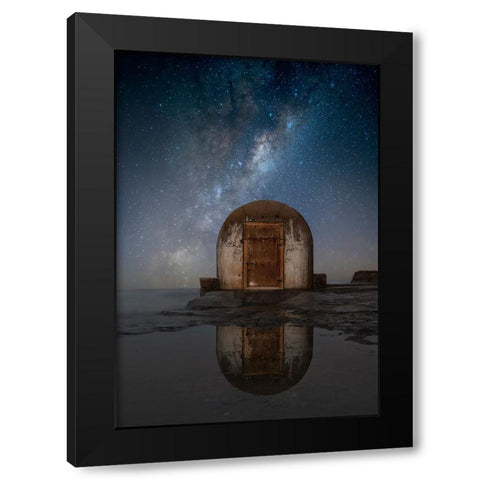 Lonely Hut Black Modern Wood Framed Art Print by Zhu, Jingshu
