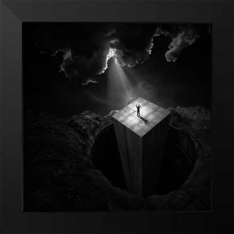 To Escape The Void Black Modern Wood Framed Art Print by Cekada, Martin