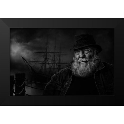 Sitting At The Dock Of The Bay Black Modern Wood Framed Art Print by Brazeau, Claude