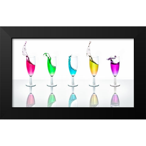Splashes Black Modern Wood Framed Art Print by Damsten, Petri