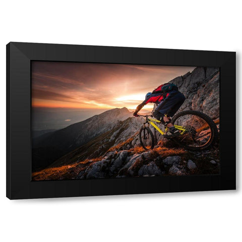 Golden Hour High Alpine Ride Black Modern Wood Framed Art Print with Double Matting by Bertoncelj, Sandi