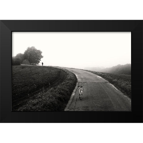 Runners Black Modern Wood Framed Art Print by Wehrmann, Elisabeth