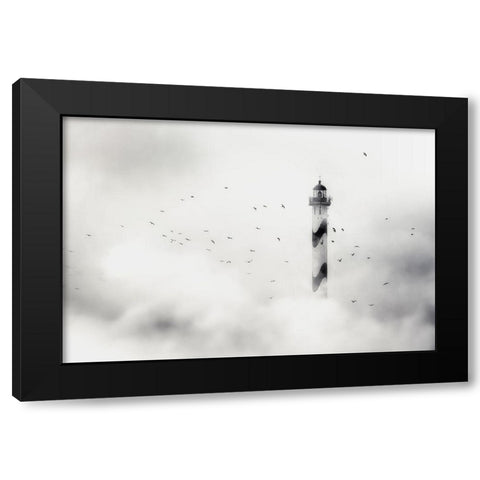 The Fog Black Modern Wood Framed Art Print by Flour, Piet