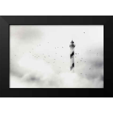 The Fog Black Modern Wood Framed Art Print by Flour, Piet