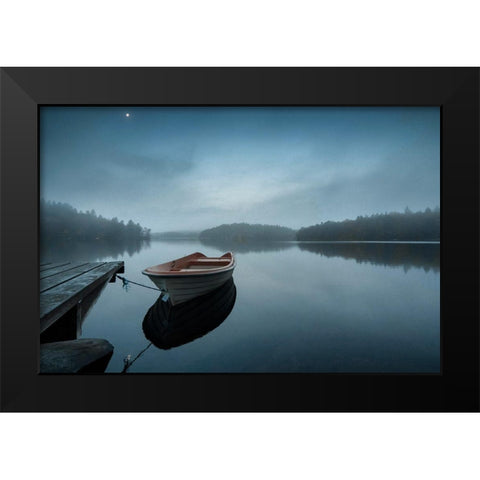 When The Day Wakes Black Modern Wood Framed Art Print by Pettersson, Benny