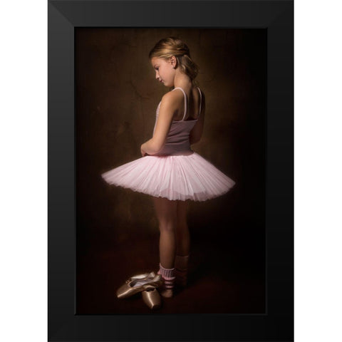 Little Ballerina Black Modern Wood Framed Art Print by Kayen-Mouthaan, Carola