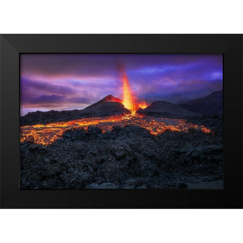 Fire At Blue Hour! Black Modern Wood Framed Art Print by Gabriel, Barathieu