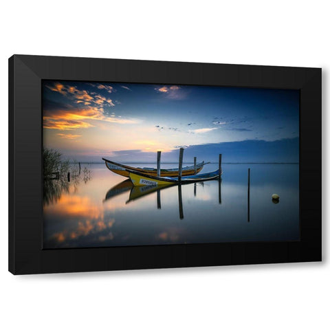 The Boats Black Modern Wood Framed Art Print by Ribeiro, Rui