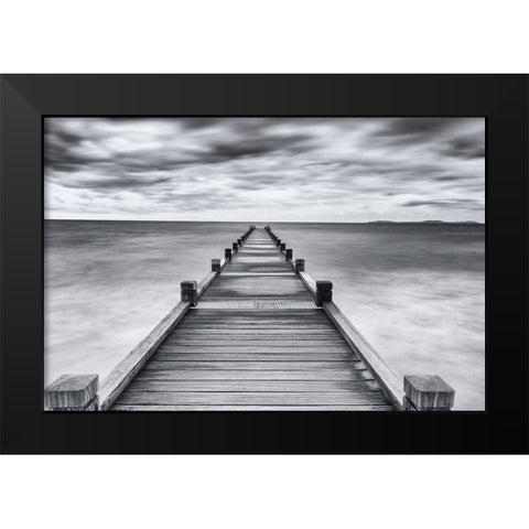 Embarquement Black Modern Wood Framed Art Print by Viretti, Jean-Louis