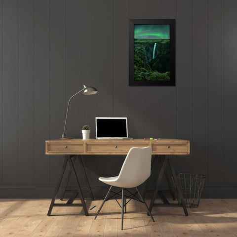 Green Night Black Modern Wood Framed Art Print by Xu, Mei