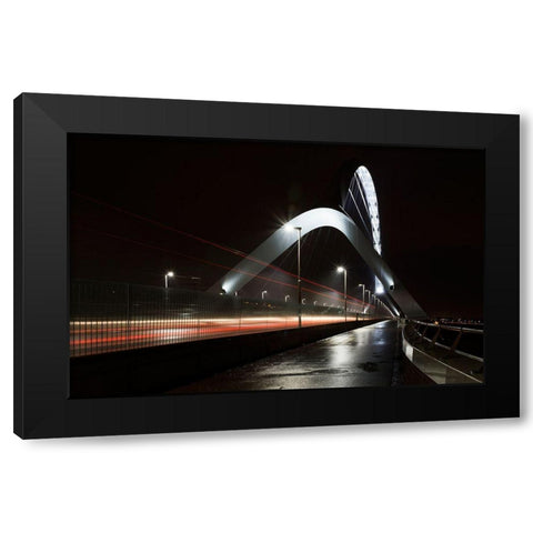 On The Bridge Black Modern Wood Framed Art Print by Van Son, Greetje