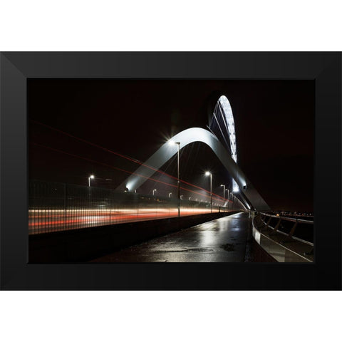 On The Bridge Black Modern Wood Framed Art Print by Van Son, Greetje