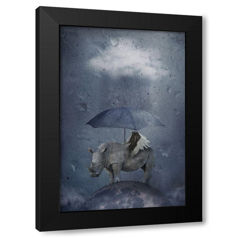 Under The Rain Black Modern Wood Framed Art Print by Vekemans, Muriel