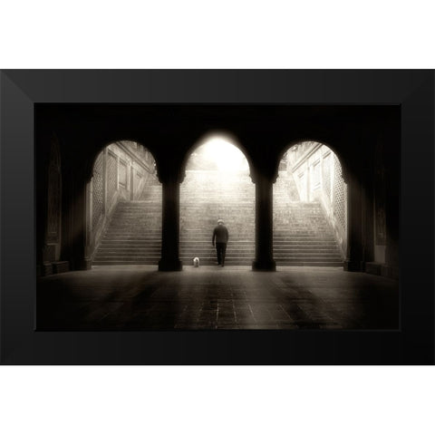 Morning walk Black Modern Wood Framed Art Print by Provost, Louis-Philippe