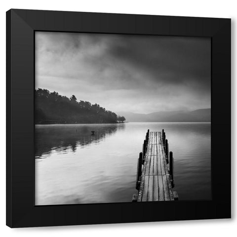 Lake View With Pier Ii Black Modern Wood Framed Art Print with Double Matting by Digalakis, George