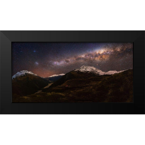 Mount Aspiring - Liverpool Hut Black Modern Wood Framed Art Print by Zhang, Yan