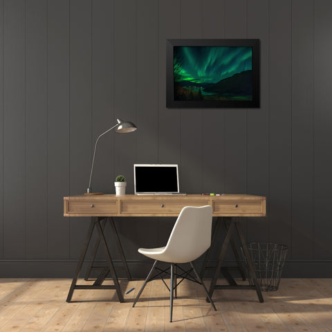 The Green Gold Black Modern Wood Framed Art Print by Caroline Stroksnes, Mette