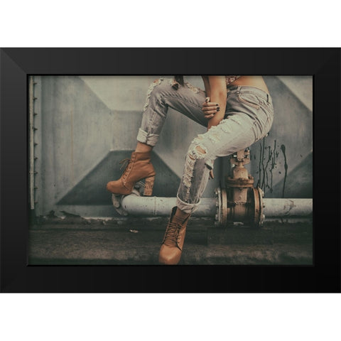 Who Cares Black Modern Wood Framed Art Print by Ridha Mulya, Andi