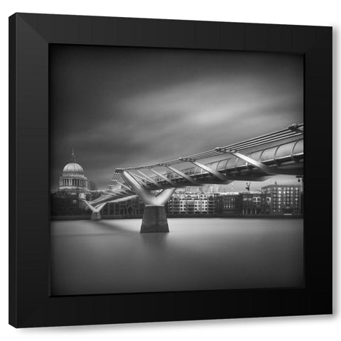 Millennium Bridge Black Modern Wood Framed Art Print with Double Matting by Thabet, Ahmed