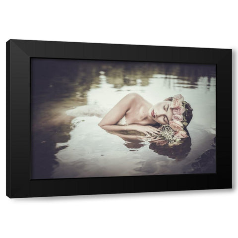 Ophelia Black Modern Wood Framed Art Print with Double Matting by Gorecka, Dorota