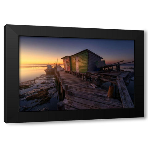 Carrasqueira Fishermanaas  Houses Black Modern Wood Framed Art Print by Ferrero, Ivan