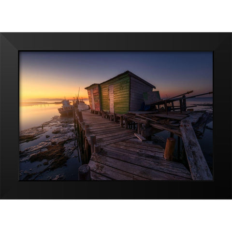 Carrasqueira Fishermanaas  Houses Black Modern Wood Framed Art Print by Ferrero, Ivan