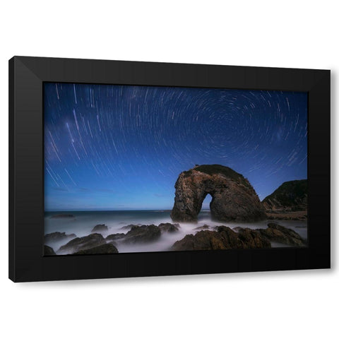 Horse Head Rock Black Modern Wood Framed Art Print by Zhu, Jingshu