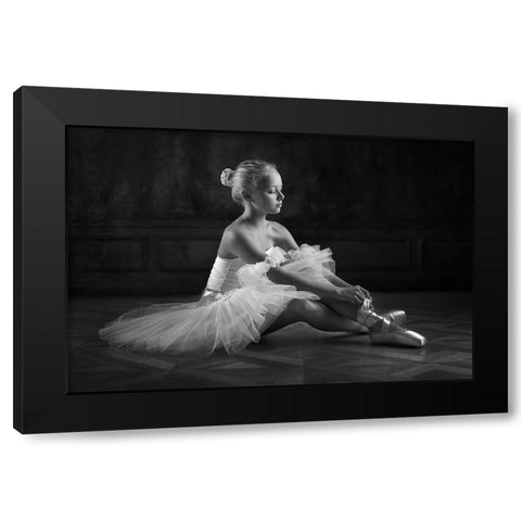 The Little Ballerina 1 Black Modern Wood Framed Art Print with Double Matting by Ivanova, Victoria